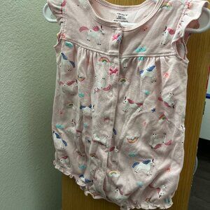 Carter's Baby Girl Pink One-Piece 18 Months Unicorn Rainbow Romper Sunsuit